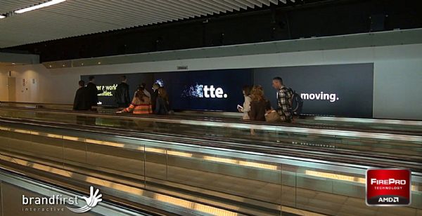 案例说明一图示:位于布鲁塞尔机场的交互式媒体墙。 案例说明一图示:位于布鲁塞尔机场的交互式媒体墙。