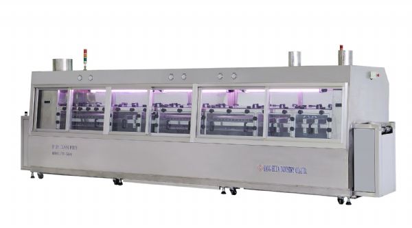 Flip Chip雙軸連續式水洗機。 Flip Chip雙軸連續式水洗機。