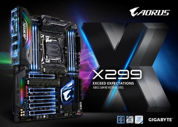 技嘉發表X299 AORUS電競主機板。 技嘉發表X299 AORUS電競主機板。