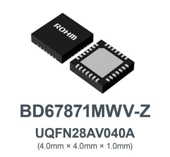 ROHM BD67871MWV-Z三相BLDC马达驱动器IC(UQFN28 封装,4.0 × 4.0 × 1.0 mm),采 TriC3智能闸极驱动技术。ROHM ROHM BD67871MWV-Z三相BLDC马达驱动器IC(UQFN28 封装,4.0 × 4.0 × 1.0 mm),采 TriC3智能闸极驱动技术。ROHM