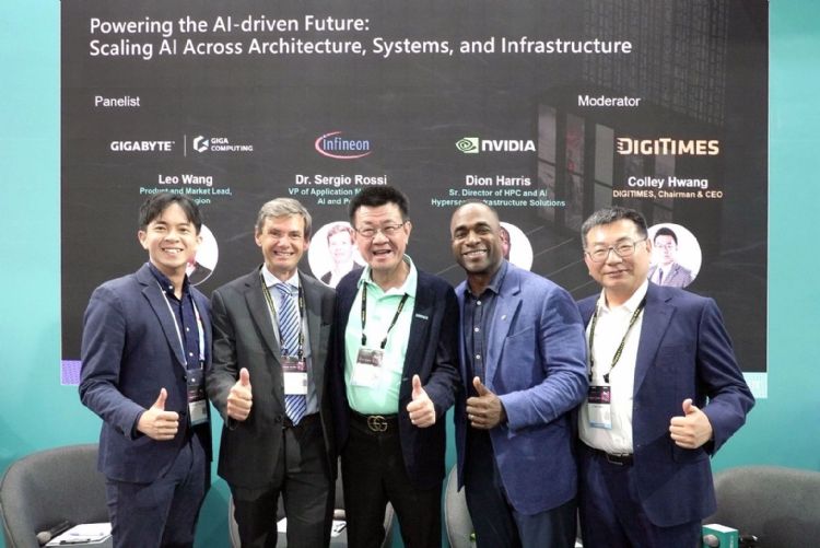 光宝科技首度于COMPUTEX 2026举办AI产业高峰论坛,重磅邀请DIGITIMES创始人暨董事长黄钦勇(右一)担任主持人。论坛上半场集结产业领袖:辉达高效能运算与AI基础设施解决方案资深总监 Dion Harris(右二)、英飞凌科技AI与电源应用全球副总裁Sergio Rossi博士(左二)、技钢科技欧洲区产品与市场负责人王昭力(左一)共同与谈,并与光宝科技总经理邱森彬(右三)共同合影。光宝 光宝科技首度于COMPUTEX 2026举办AI产业高峰论坛,重磅邀请DIGITIMES创始人暨董事长黄钦勇(右一)担任主持人。论坛上半场集结产业领袖:辉达高效能运算与AI基础设施解决方案资深总监 Dion Harris(右二)、英飞凌科技AI与电源应用全球副总裁Sergio Rossi博士(左二)、技钢科技欧洲区产品与市场负责人王昭力(左一)共同与谈,并与光宝科技总经理邱森彬(右三)共同合影。光宝