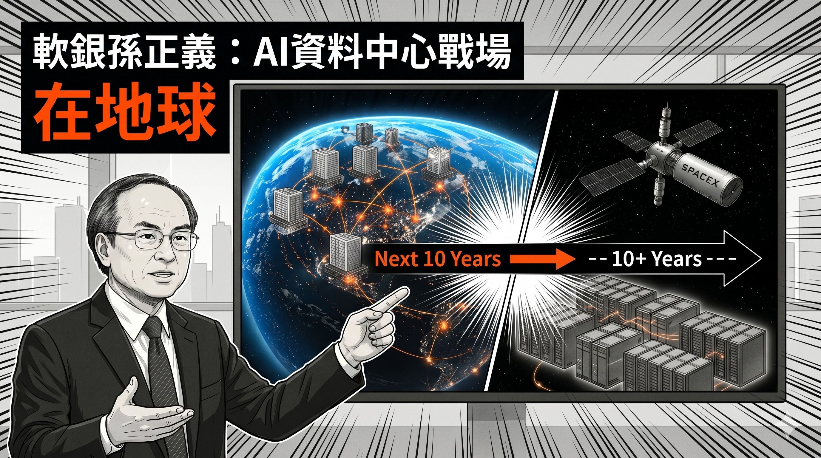 【漫圖秒懂】AI資料中心戰場在地球　軟銀孫正義潑Elon Musk太空AI夢冷水