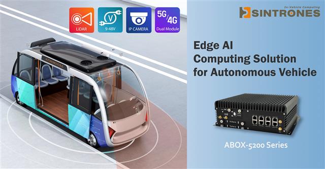 The unmanned self-driving bus system in cooperation between Sintrones and a renowned French self-driving vehicle company.