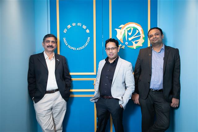 Telangana State Government ITE&C Department officials: S K Sharma (left to right), director of electronics Sujai Karampuri, and joint director Aaditya