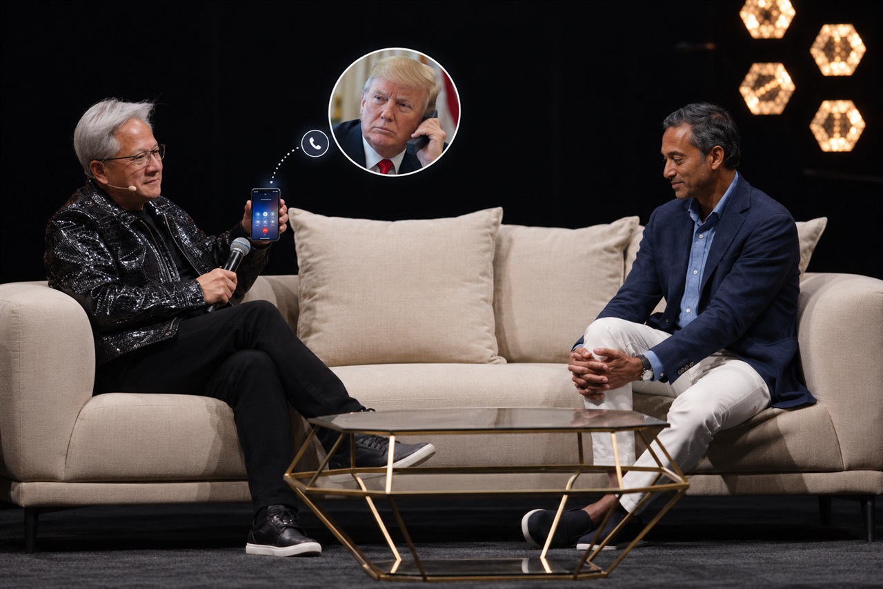 Trump tells Nvidia's Jensen Huang that AI is 'bigger than the internet' and robot fears are a 'hoax'